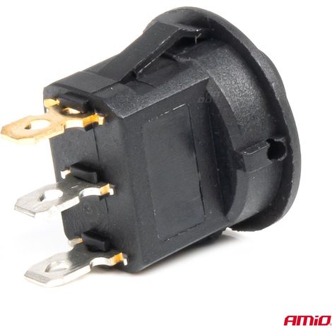 Interrupteur à bouton rond, 12 V 20 A, marche/arrêt, rétroéclairage bleu, amio-03963 (1/4)