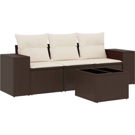 Maison Exclusive - Set de sofás de jardín 4 pzas y cojines ratán (1/5)