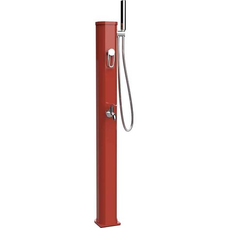 Douche Solaire 20 L pour Utilisation en Extérieur de Jardin, Piscine ou Spa - Robinet à Pied, Mitigeur et Douchette Amovible - Aluminium - Terracotta (1/2)