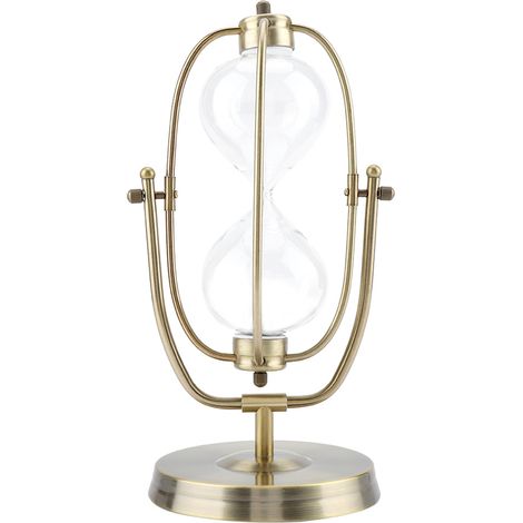 Reloj de Arena Giratorio 60 Minutos, Vidrio Transparente y Base Metálica Sólida – Ideal para Decoración de Oficina y Hogar (1/5)