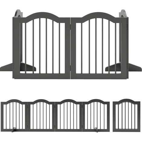 Cancelletto di sicurezza pieghevole per cani a 4 pannelli con piedi, nero, 208 x 29,5 x 61 cm (1/5)