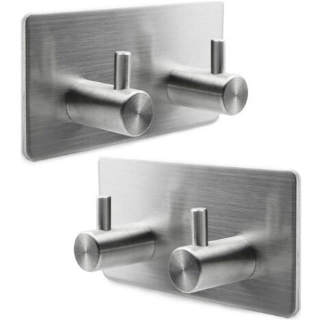 BUNTHAUS Selbstklebende Wandhaken zum Aufhängen, Wandaufhänger, 2 Haken für Mäntel, robust und wasserdicht (gebürstet, 2 Stück) (1/5)