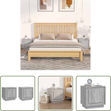 Nachtschrank - Nachttische 2 Stk. Grau Sonoma 44x35x45 cm Holzwerkstoff (1/5)