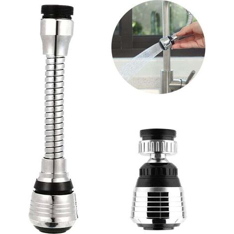 Combinaison longue et courte Douchette Robinet Cuisine 2 Pièces Rallonge Robinet Cuisine robinet pivotant à 360 ° tête de pulvérisateur Embout de robinet Convient pour la cuisine,de (1/5)