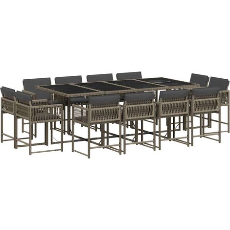 Maison Exclusive - Set comedor de jardín con cojines 13 pzas ratá