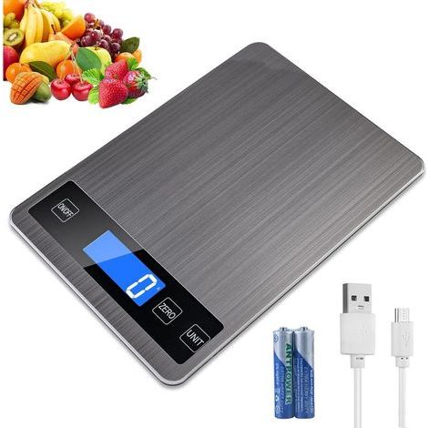 Balance Cuisine, 5kg/1g Balance de Précision, Balance de Cuisine Electronique Acier Inoxydable Tactile Sensible Écran LCD Rétroéclairé Auto-arrêt, Fonction Tare, avec Batterie (Pink) (1/5)