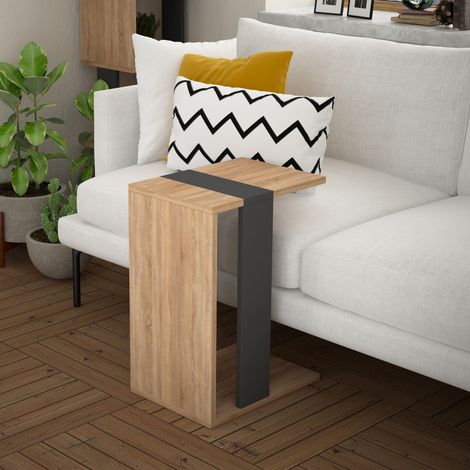 Decortie Zetti Modern C Form Tisch Eiche Anthrazit Grau Mehrzweck H 57cm (1/3)