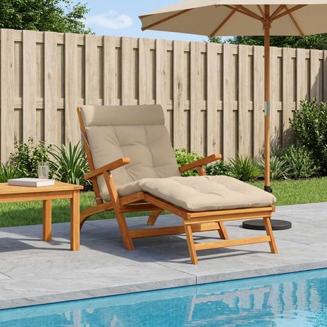 Coussin de transat VIANEN 100 % polyester Crème 200 x 70 x 8 cm (1/5)