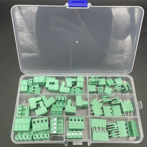 50 pares de conectores de bloque de terminales de tornillo para PCB, paso de 5,08 mm, bloque de terminales enchufable de 2, 3 y 4 pines, para placa de circuito impreso (1/5)