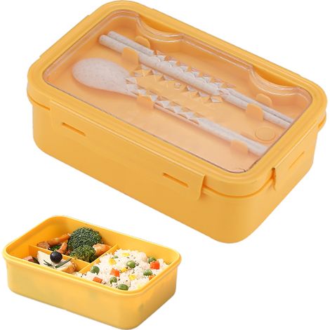 Boîte Bento Imperméable Micro-ondes avec 3 Compartiments et Couverts (1/5)