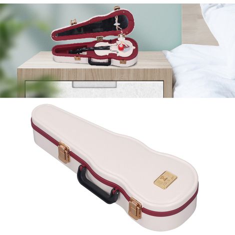 Caja de música con forma de violín y bailarina giratoria – Diseño elegante y clásico en color blanco para la decoración de la oficina – Dimensiones: 25 x 9,5 x 5,5 cm / 13 cm – Material plástico ecoló (1/5)