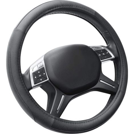TRADE SHOP - Coprivolante Copri Volante Universale Per Auto Nero 37-39cm Con Presa Comfort - (1/5)