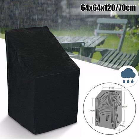 Housse de chaise imperméable TDR - Housse de chaise de jardin - Pour l'extérieur (jardin, balcon ou terrasse) - Protection contre la pluie et la neige - 64 x 64 x 120/70 cm - Noir 64 cm x 64 cm (1/5)