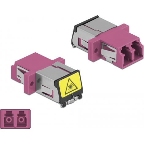 Delock Acoplador de Fibra Ãptica con protecciÃ³n lÃ¡ser flip LC Duplex hembra a LC Duplex hembra Multimodo violeta