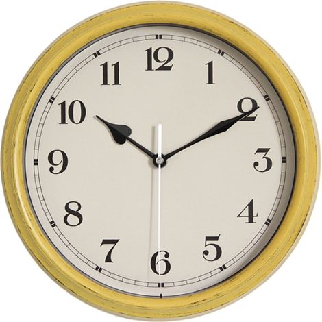 1 horloge murale, silencieuse sans tic-tac, cadran en ciment blanc et chiffres noirs, cadre plastique marron rustique, pour bureau maison école (1/5)