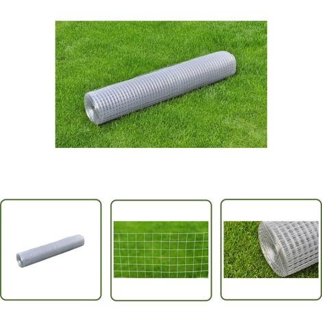 The Living Store Grillage pour volière acier galvanisé 10x1 m argenté - Trellis Métal - Grillage Agricole - Clôture Poule - Clôture Lapin - Abri Jardin (1/4)
