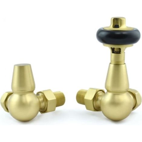 West Eton Traditional Corner Manual Radiator Valve and Lockshield - Brushed Brass (1/5)