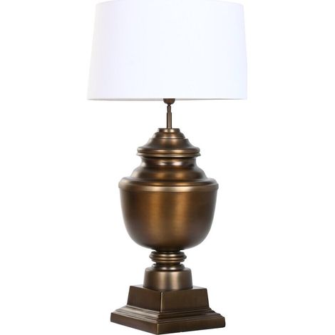Lampe de table bronze patiné élégance classique et intemporelle - bronze patiné et blanc élégant (1/5)