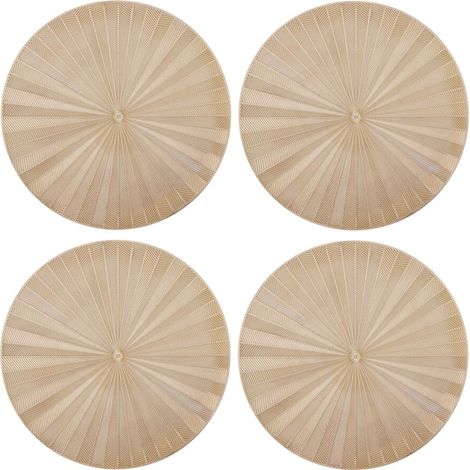 Mikasa Runde Tischsets aus Metall, Set of 4 goldene Tischsets für Partys und Unterhaltungen, 38cm