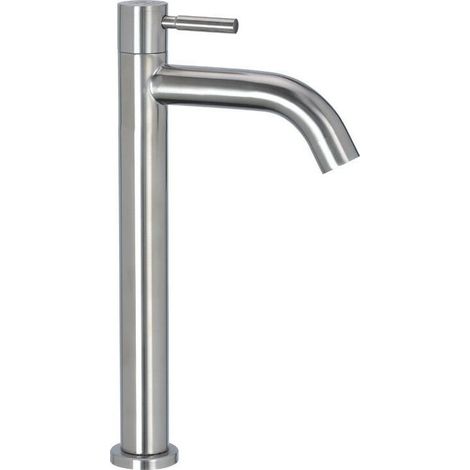 Robinet lavabo salle de bain en acier inoxydable à levier unique, mitigeur eau froide pour vasque (1/5)