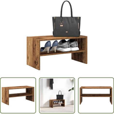 Rangement chaussures - Étagère à chaussures empilable vieux bois 60x30x30,5 cm (1/5)