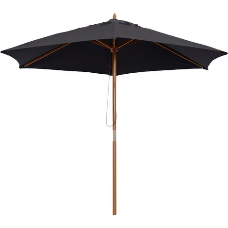 Parasol double toit hexagonal Ø 2,5 x 2,3H m Bois de Bambou Noir