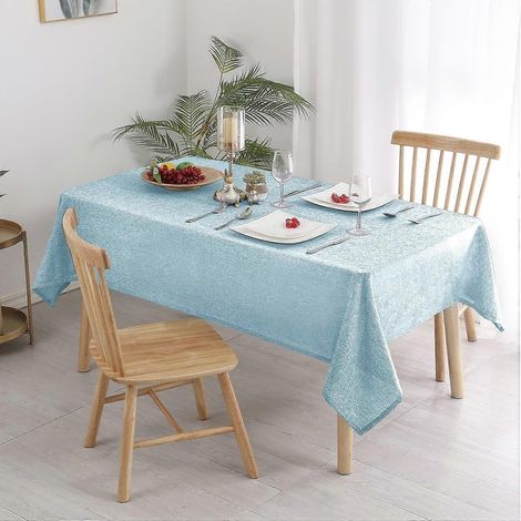 Nappe rectangulaire imitation lin, infroissable et lavable, idéale pour la cuisine, la salle à manger et les fêtes, 152 x 305 cm (60 x 120 pouces). (1/4)