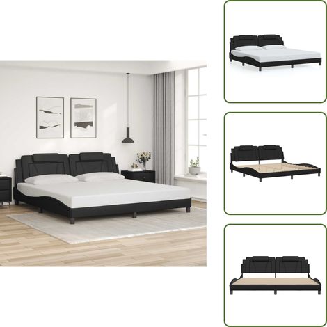 Cadre de lit sans matelas noir 200x200 cm similicuir - Lit Plateforme - Lit Double - Cadre De Lit - Literie - Meuble De Chambre (1/5)