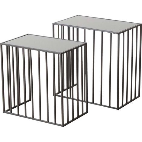 Beistelltische aus Metall JORIS, mit Spiegelplatte, 2er-Set