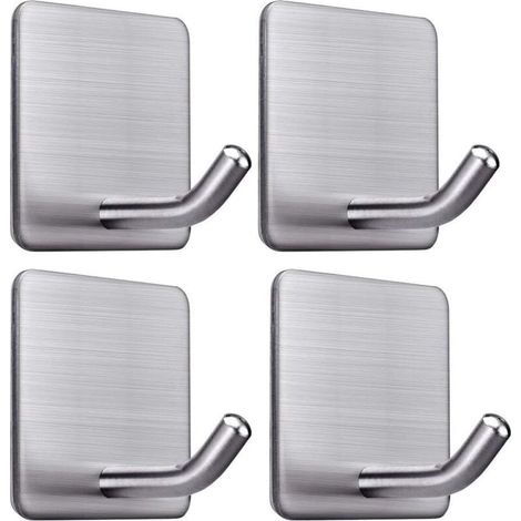 Ganci adesivi, ganci da bagno a parete, portasciugamani in acciaio inossidabile SUS304, ganci per porta impermeabili e resistenti all'olio per cucina, soggiorno e ufficio, 4 pezzi (1/4)