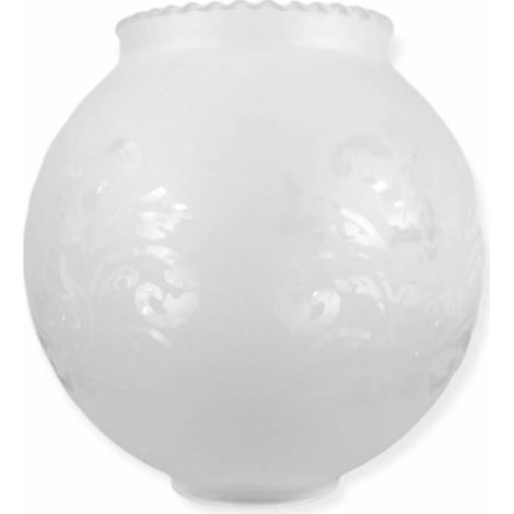Paralume in vetro sferico opaco con due bocche da 14 cm bocca da 4 cm