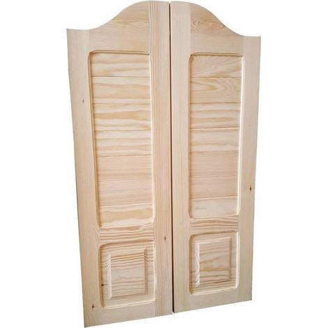 Levigne – Porte western rustique en pin massif 68 cm – Panneaux pleins 30 mm – Profil chapeau de gendarme – Lot de 2 vantaux