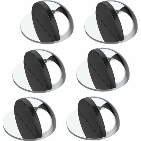 Arrêts de Portes, Butée de Porte 6 Pièces Butée de Porte de Plancher en Chrome Plaqué, Butée de Porte en Alliage de Zinc,Butoir de Porte au Sol, avec AutocollantsInutile de Percer (1/5)
