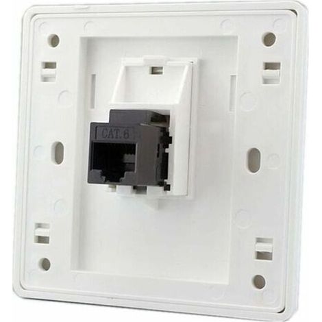 -Femelle à femelle CAT6 Gigabit prise murale réseau double passage RJ45 LAN façade Internet prise de courant droite, 86x86mm 1 pcs (1/4)