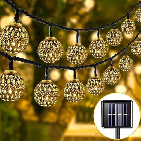Solaire Guirlande Lumineuse Exterieure Blanc Chaud,IP65 Étanches Guirlande Lumineuse Led Marocaine Pour Jardin Balcon Mariage Fête - 7M 50LED (1/5)