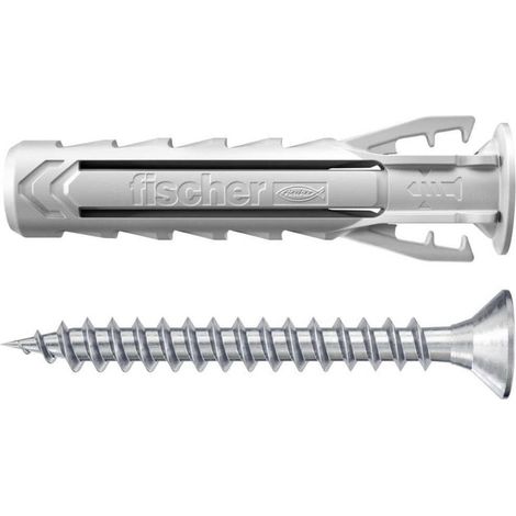 Cheville nylon à expansion SX Plus 8x40 avec collerette et vis, tous matériaux/Blister de 10