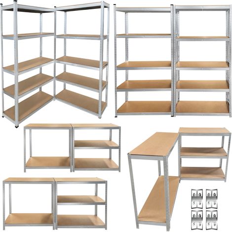 Étagère de rangement 5 niveaux 200 cm – Acier galvanisé – Charge maximale 875 kg – Montage sans vis – Pour garage et atelier – Day Plus (1/5)