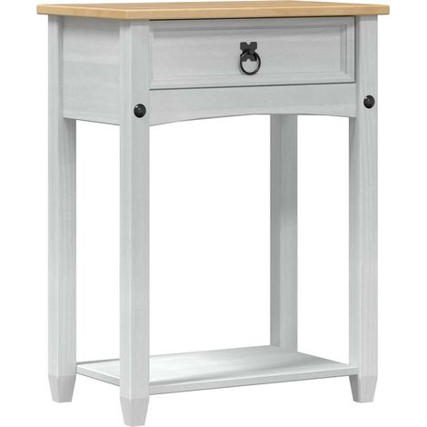Table console，Table d'appoint，Bout de canapé，Meuble d'entrée avec tiroir Blanc 55 x 35 x 73 cm Pin massif