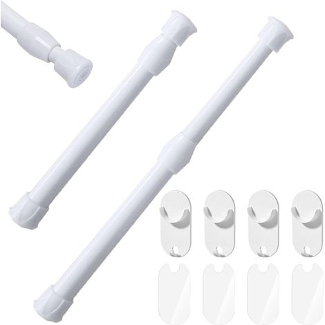 2 Pcs Tringle Rideau Extensible, Barre Rideau Extensible de 30-50cm sans Perçage pour Court Rideau/Armoire/Rideau de Douche (1/5)