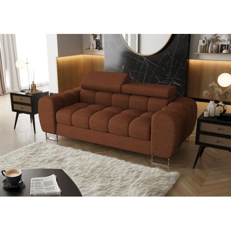 Sofa Designersofa BASTIEN 2-Sitzer in Stoff Aragon Orange