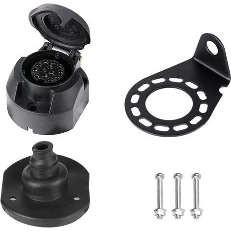 Prise Remorque 13 Broches Femelle, avec Joint Arrière et Support, Selon ISO 11446, 12V Prise Remorque 13 Broches Etanche, pour Voiture Camion Caravane RV (1/5)