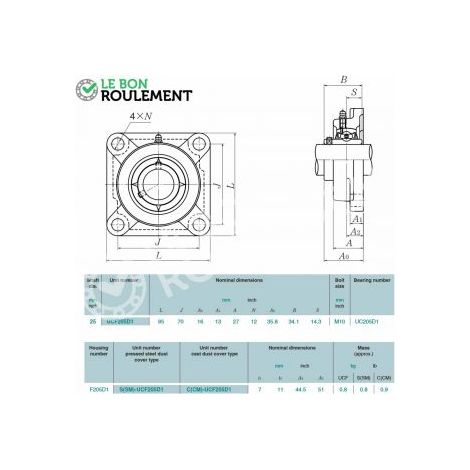 Palier fonte M-UCF205-D1-NTN