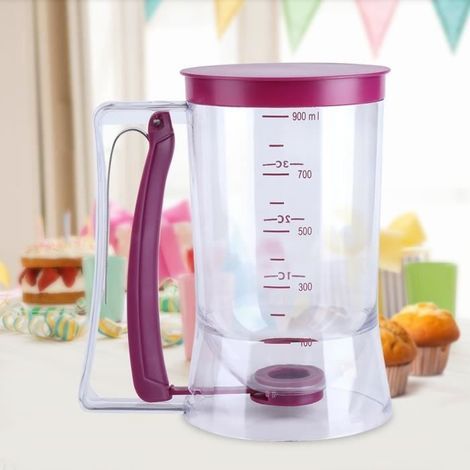 900 ml Pâte Distributeur Manuel Gâteau Crêpes Gaufres Mesure Tasse Cuisine Cuisson Résistant À Chaleur En Plastique (1/4)