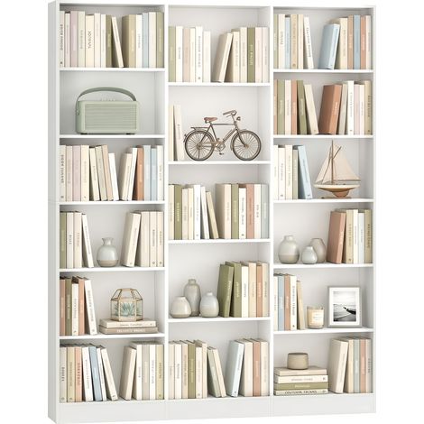 HOMCOM Bookcase Freestanding Open Storage Shelf with 17 Compartments (1/5)