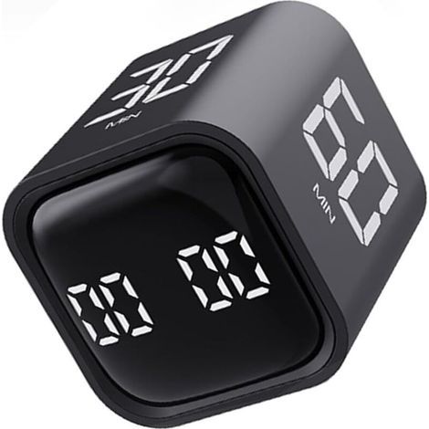 Kitchen timer (black), stopwatch, 5/10/30/60 minute timer, cube digital timer for children and adults, ideal for cooking, studying (1/4)