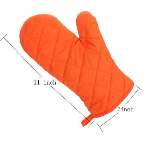 Gants de cuisine haut de gamme résistants à la chaleur, en coton et polyester matelassés, extra larges, 1 paire orange (1/5)