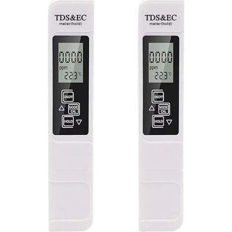 Lot de 2 testeurs de l'eau 3 en 1 - Testeur numérique LCD - Testeur d'eau TDS EC - Pour eau potable, étang à poissons et piscine, aquarium (1/5)