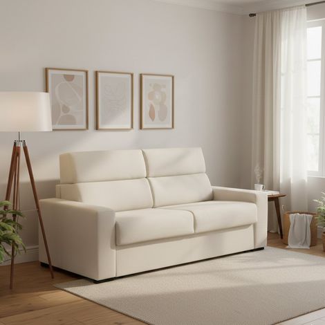 Divano Letto 2 Posti Sonico, Sfoderabile, Contenitore Made in Italy, di Apertura a Ribalta, 200x95 cm Beige (1/5)