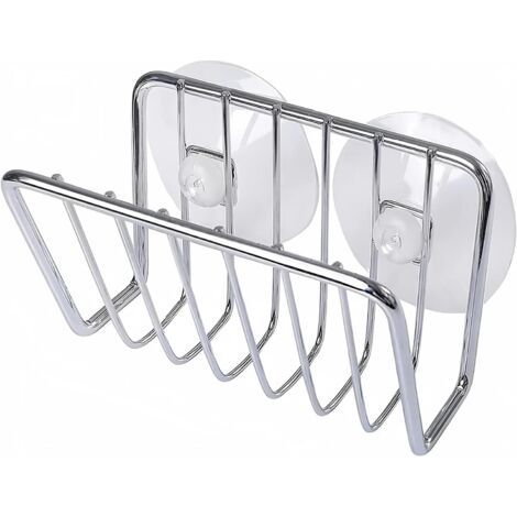 Porte-éponge à ventouse en acier inoxydable pour évier de cuisine - Argenté