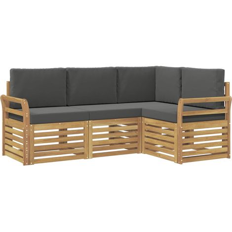 Conjunto de sofás de exterior 4 uds. 4 plaza Blanco y Antracita vidaXL (1/5)